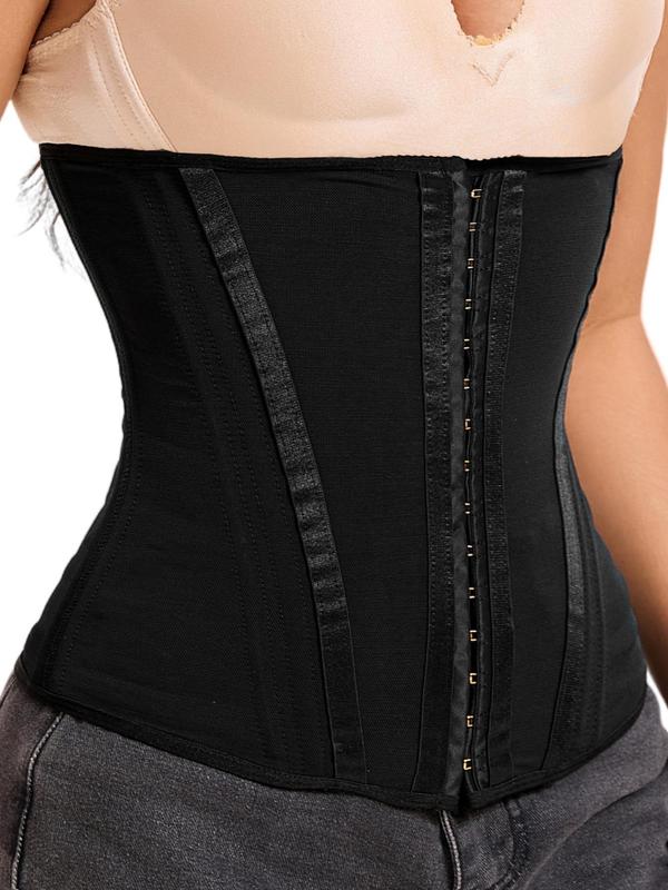 Women's Solid Color Steel Boned Waist Cincher, Hook & Eye Closure Tummy Control Shaper, Waist Trainer, Shaper for Women