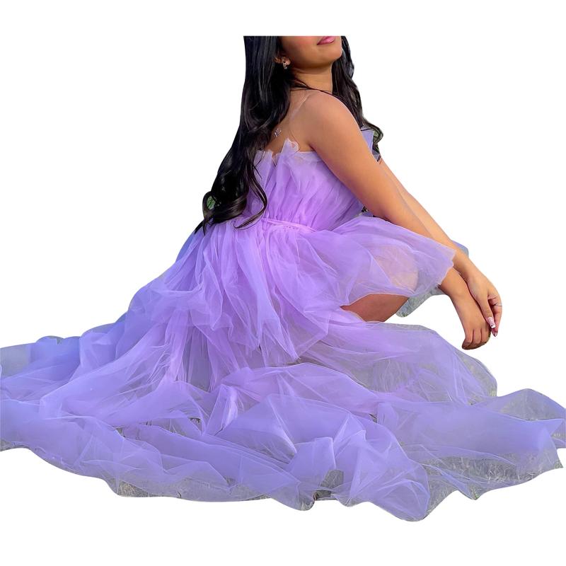 Women High Low Tulle Dress,Off Shoulder Strapless Asymmetrical Cocktail Party Tutu Dress Prom Gown