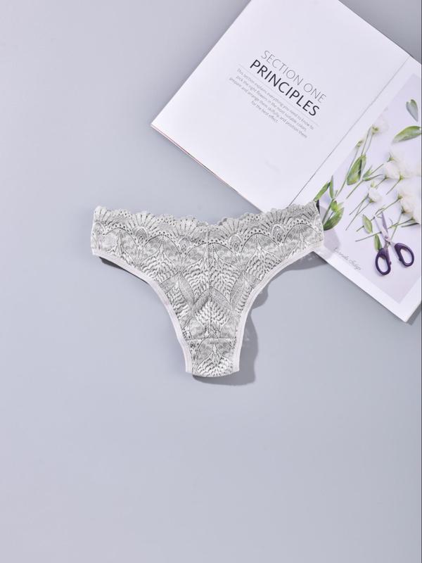 Women's Solid Color Lace Panty, Soft Comfy Breathable Knicker for Daily Wear, Underwear for All Seasons