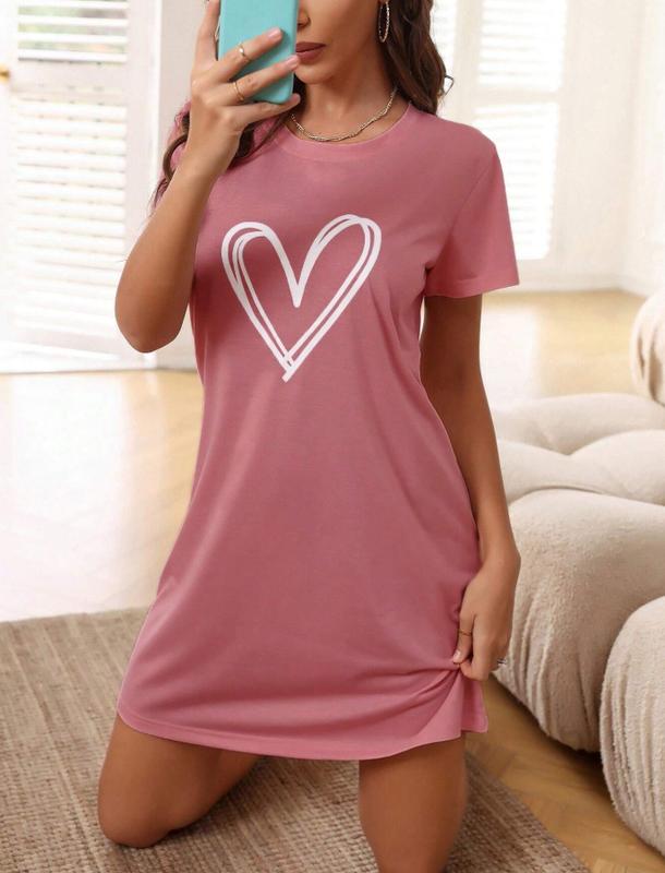 Heart Print Pajama Nightdress