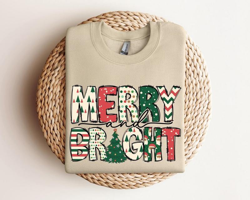 Merry and Bright Shirt, Christmas Sweatshirt, Family Christmas Tee, Christmas Sweatshirts for Women, Merry Christmas Sweatshirt