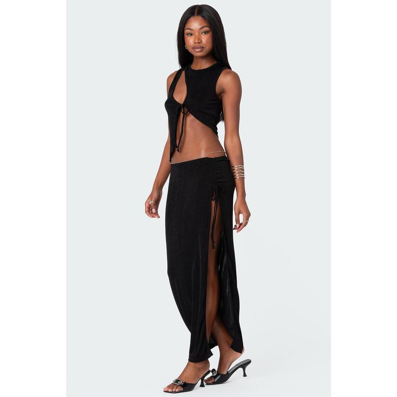 Goldie Slitted Drawstring Maxi Skirt