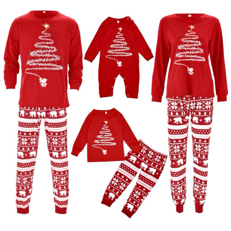 Christmas Family Matching Sleeping for Women and Children - Womenswear, Clothing Fabric Breathable Christmas Wife