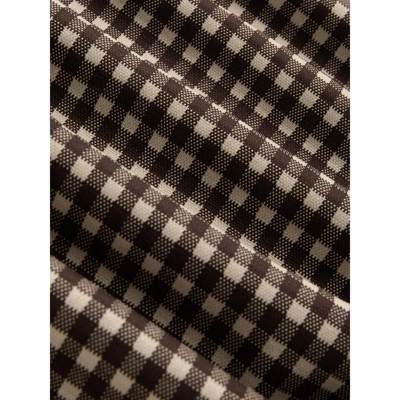 Cider [5 colors, size 0-10] Boat Neck Gingham Bowknot Ruched Long Sleeve Top