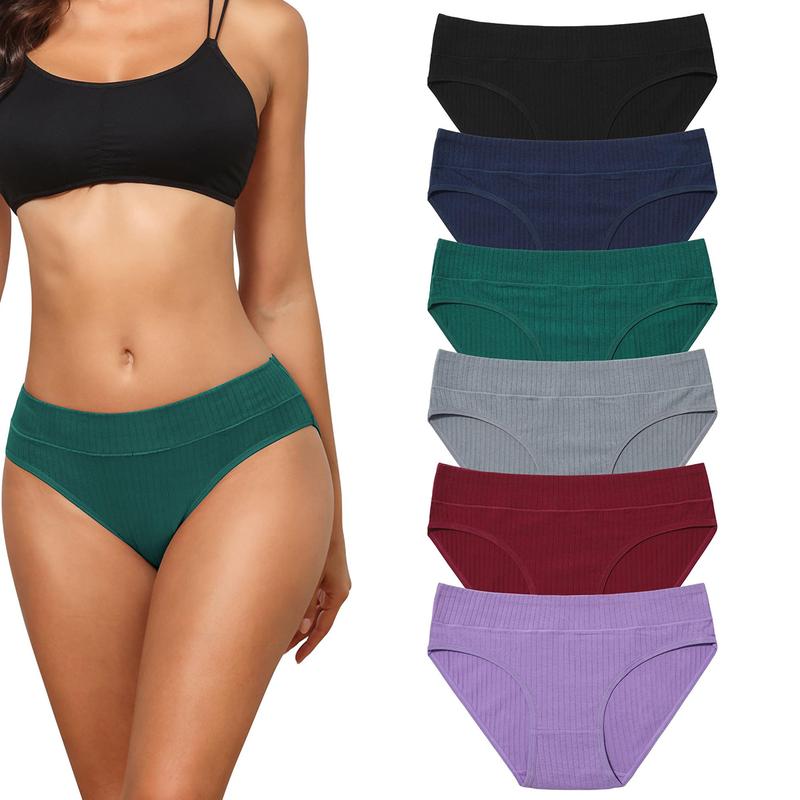 LEVAO Womens Cotton Hipster Underwear Mid Rise Plus Size Panties Cheeky Breathable Soft 6 Pack