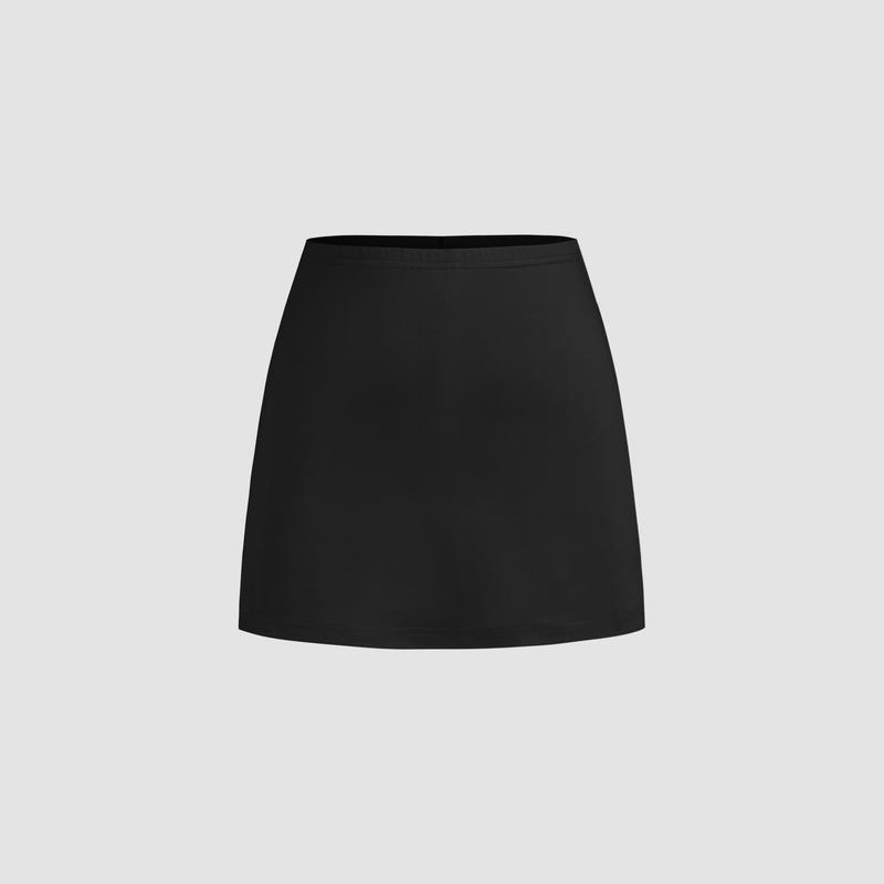 Cider [3 colors, size 2-10] Mid Rise Split Solid Mini Skirt