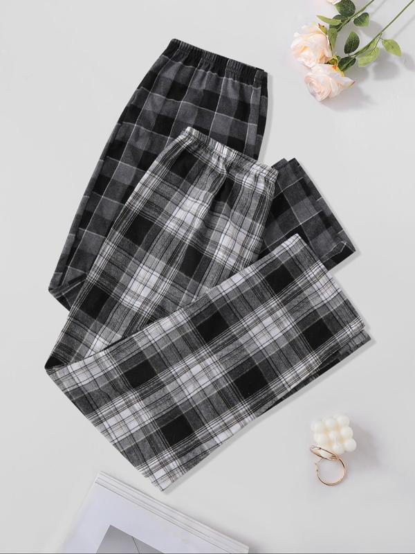 Women's Plaid Print Lounge Pants, Casual Comfy Trousers for Fall & Winter, Women's Sleepwear for Indoor Wear