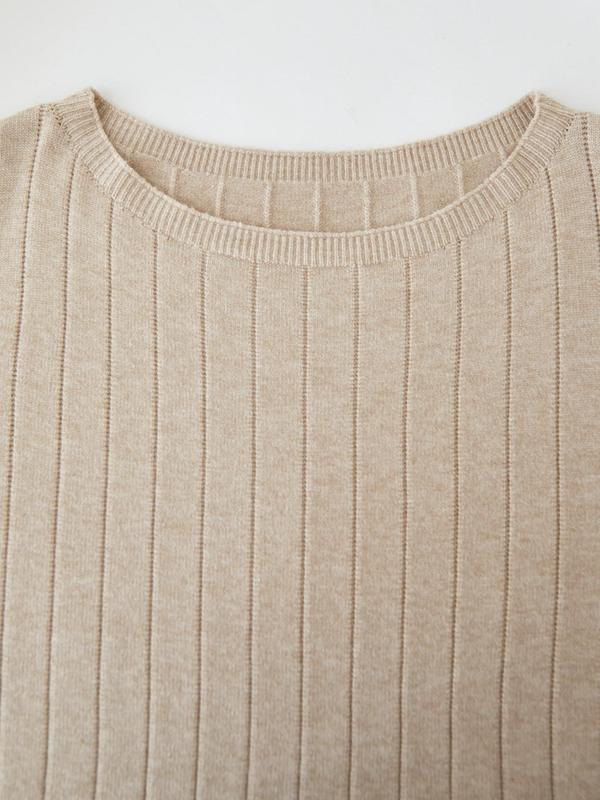  Solid Drop Shoulder Sweater, Casual Long Sleeve Scoop Neck Jumper for Spring & Fall, Women's Clothing for Daily Wear