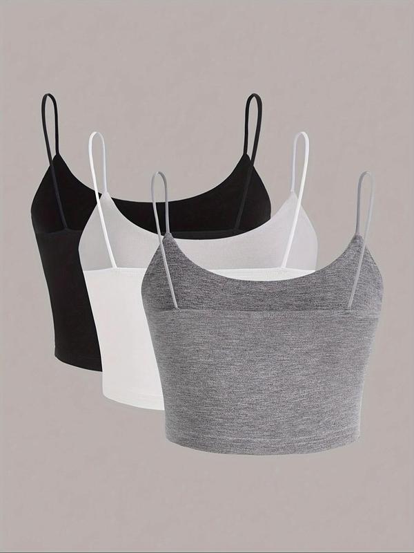 Women's Solid Backless Crop Cami Top, Casual Sleeveless Spaghetti Strap Top for Summer, Ladies Clothes for Daily Wear