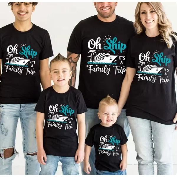 Oh Ship Its A Family Trip T-shirt for Family Matching Outfits Family Cruise Squad Tshirt Short Sleeve Trip Tee Shirts Travel Top