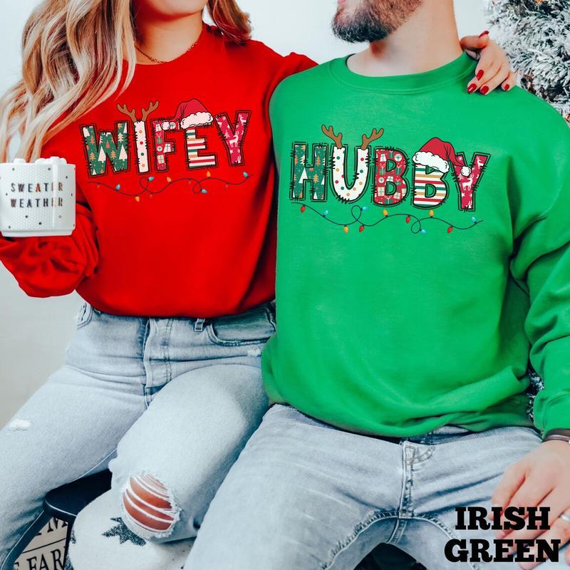 Wifey Hubby Christmas Sweatshirt | Matching Christmas Sweater | Family Holiday Outfit | Christmas Gift for Couples | Casual Comfort