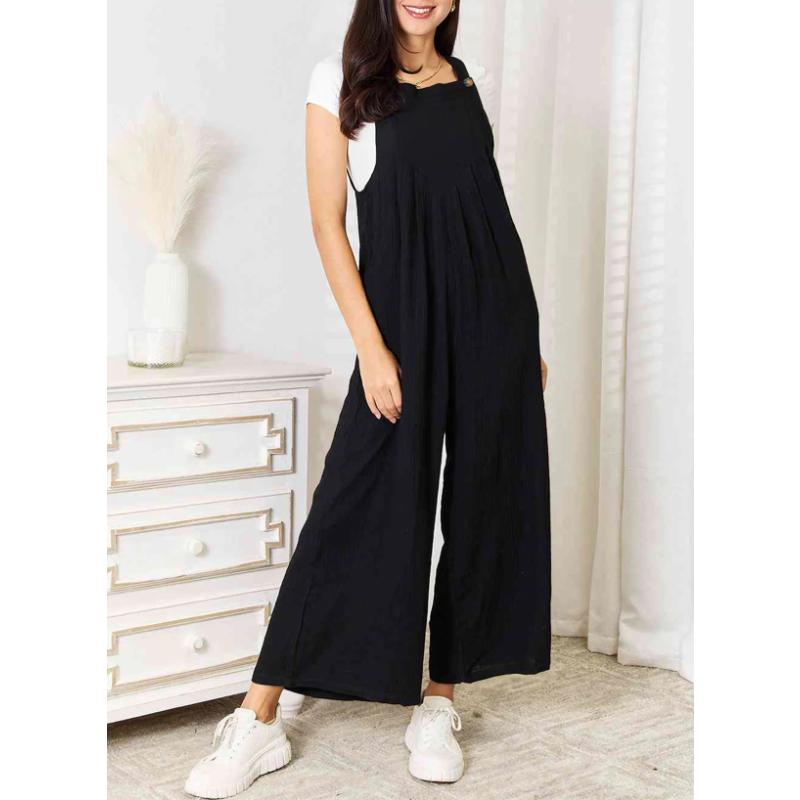 Dokotoo Women's Casual Loose Overalls Jumpsuits One Piece Sleeveless Wide Leg Long Pant Rompers With Pockets