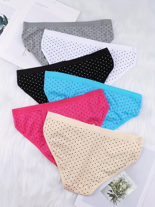 6 Pack Colorful Cotton Panties, Assorted Colors Soft & Stretchy Bikini Briefs, Women's Lingerie & Underwear