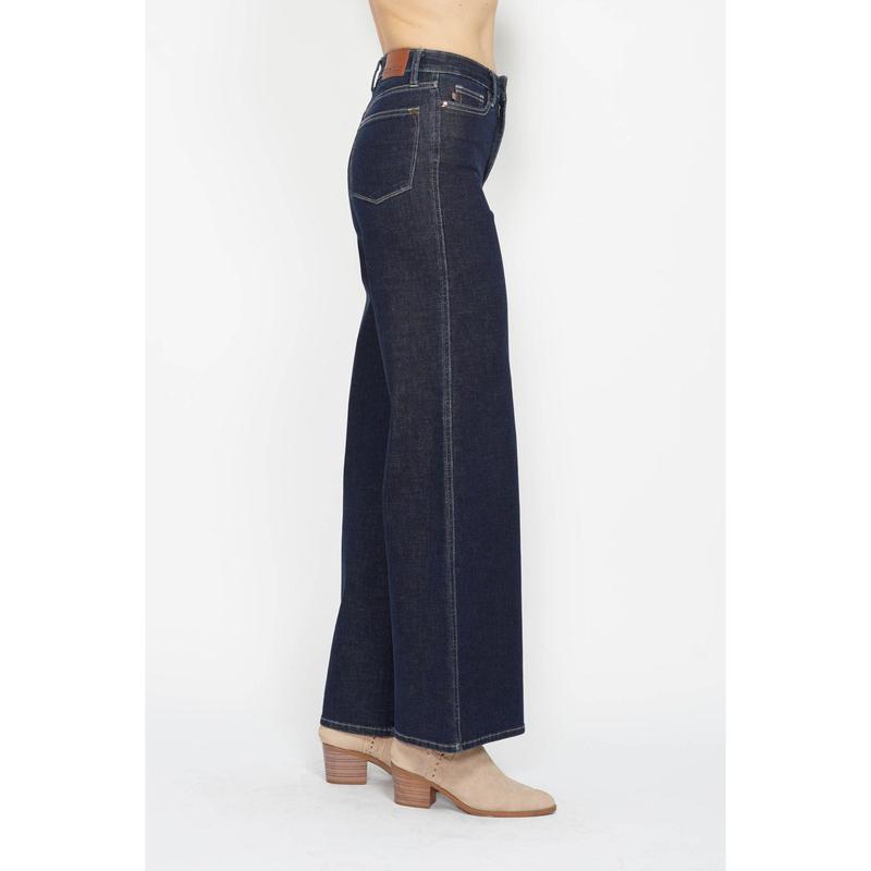 Judy Blue High Waist Tummy Control Retro Wide Leg Crop Denim 88849 Bottom Jean