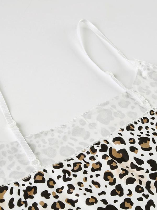 Women's Leopard Print Cami Top, Casual Sleeveless Spaghetti Strap Top for Summer, Fashion Women's Top for Daily Wear