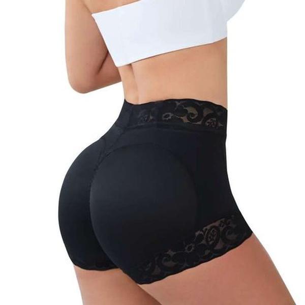 Soo Slick Shaper Panty for Women – Women's High-Compression Shaping Panty with Lace Design, Butt Lifting Effect, and Anti-Slip Silicone. Available in Black, Sizes S-3XL. Breathable Nylon