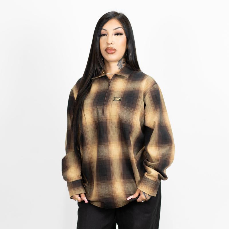 FB County Long Sleeve Checker Zip Shirt