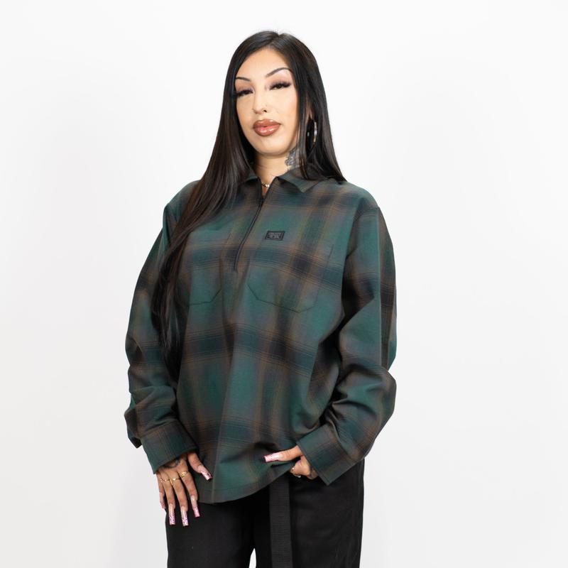 FB County Long Sleeve Checker Zip Shirt