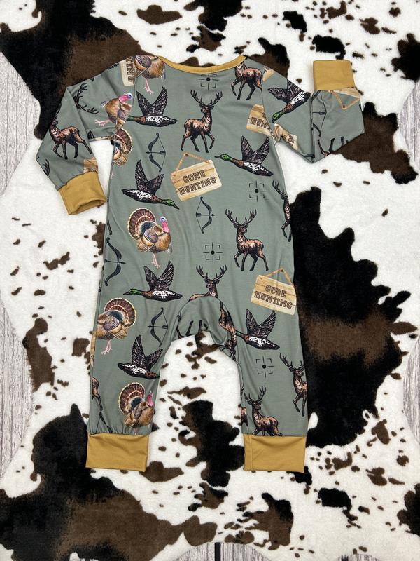 LR1680-Deer Duck Turkey printed zip-up long-sleeved pajamas Loungewear Nightwear