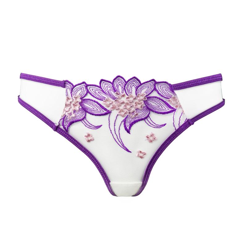 European-Inspired Wisteria Embroidered Low Rise Thong Panty for Women