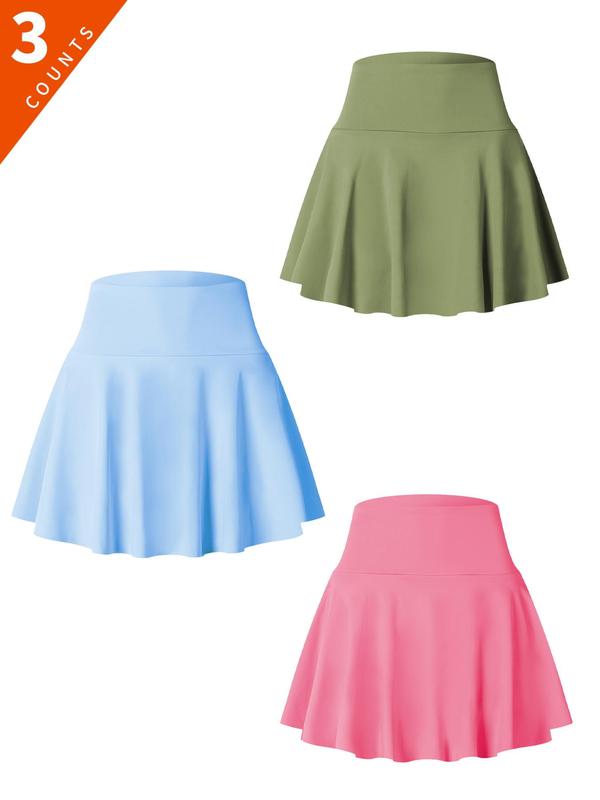 Women's 2 in 1 High Waist Pocket Pleated Skort, Casual Solid Color High Rise Skirt for Daily Wear, Ladies Summer Bottoms Downtown Girl Clothes