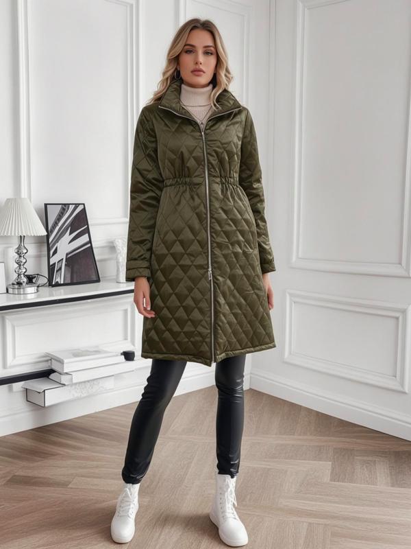 Women's Solid Pocket Zip Up Hooded Coat, Casual Jackets, Long Sleeve Thermal Outerwear for Fall & Winter, Winter Clothes Women, Women's Clothing for Daily Wear