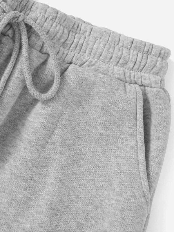 Women's Plain Drawstring Waist Sweatpants, Women Clothing, Comfort Womenswear, Casual Pocket Design Jogger Pants for Daily Wear, Ladies Fall & Winter Trousers