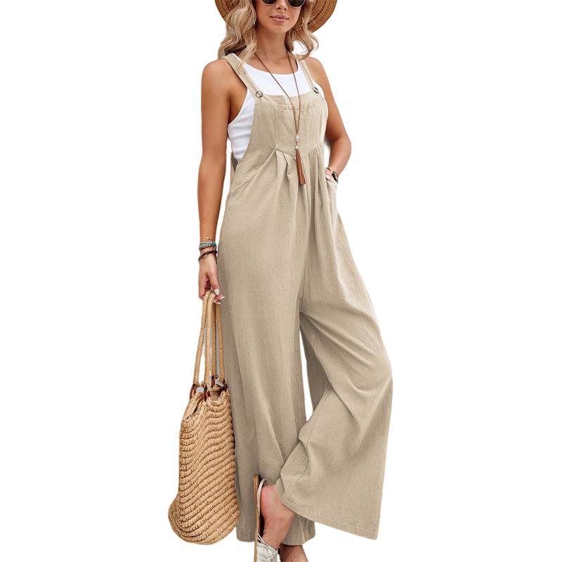 Women's Clothes Hot-Selling Solid Color Casual Suspender Trousers