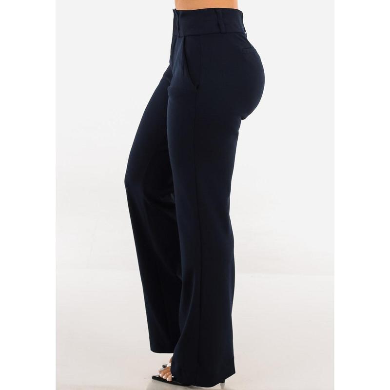 Butt Lifting High Waist Dressy Bootcut Pants Navy