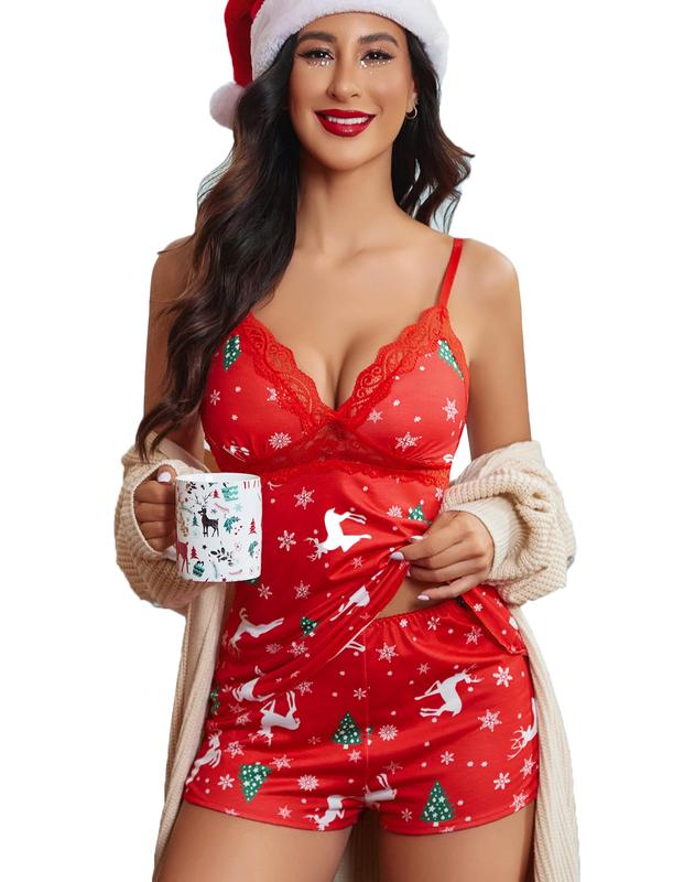 Avidlove Christmas Womens Sleepwear Lace Pajamas Cami PJS Set Pajama Set for Women