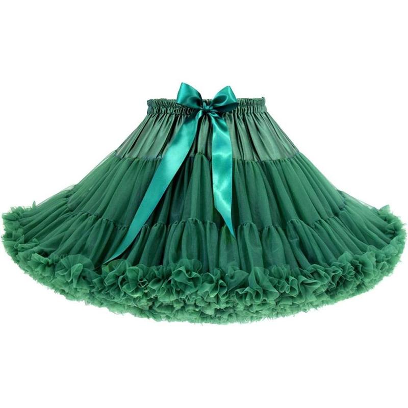 Women's Elastic Waist Chiffon Petticoat Puffy Tutu Tulle Skirt Princess Ballet Dance Pettiskirts Underskirt