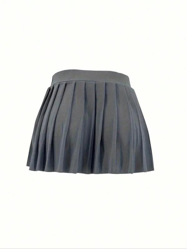 Women's Solid Pleated Skirt, Elegant Fashion Casual Mini Skirt for Daily Outdoor Wear, Women Bottoms for Summer