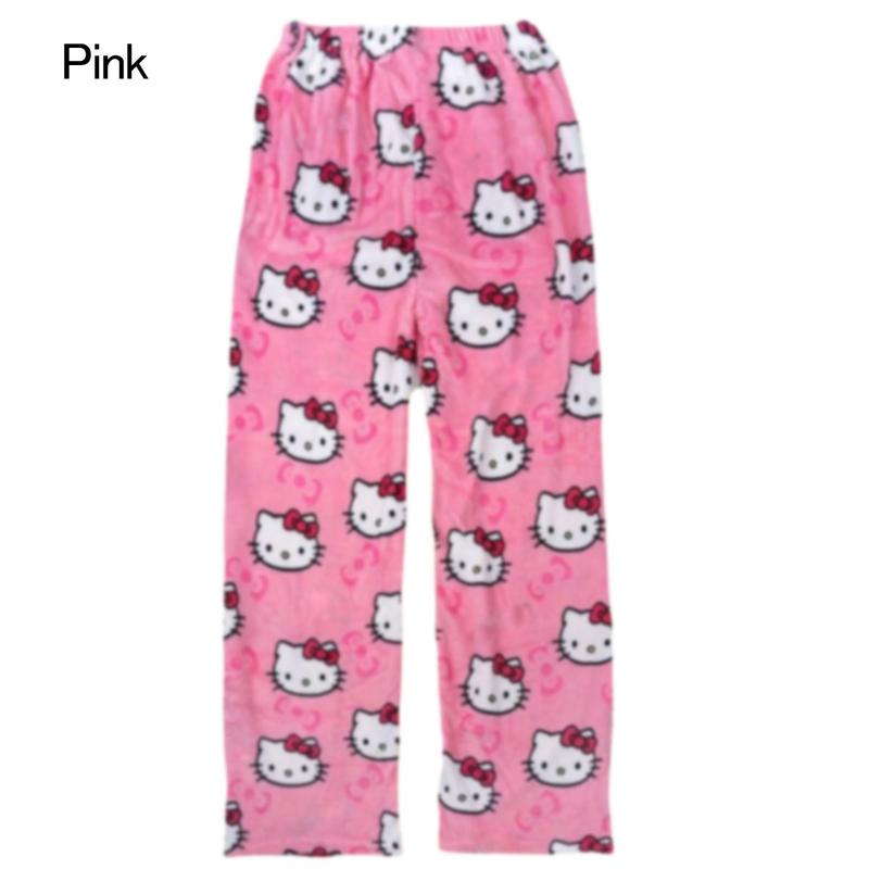 Fashion Women Pajamastrousers Kawaii Woolen Anime Cartoon Casual Home Pants Winter Clothing Cat Pajamas Christmas Flannel Women Pajimas