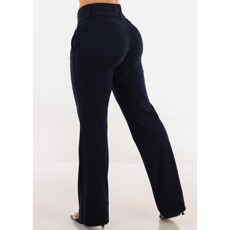 Butt Lifting High Waist Dressy Bootcut Pants Navy