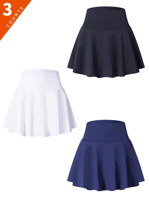 Women's 2 in 1 High Waist Pocket Pleated Skort, Casual Solid Color High Rise Skirt for Daily Wear, Ladies Summer Bottoms Downtown Girl Clothes