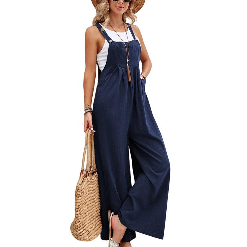 Women's Clothes Hot-Selling Solid Color Casual Suspender Trousers