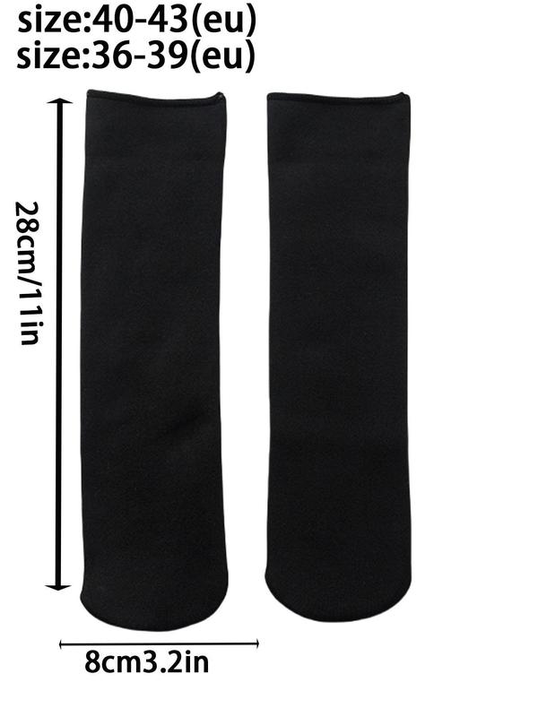 Women's Solid Thermal Lined Mid-calf Socks, Casual Comfortable Breathable Socks for Fall & Winter, Women's Socks for Daily Wear