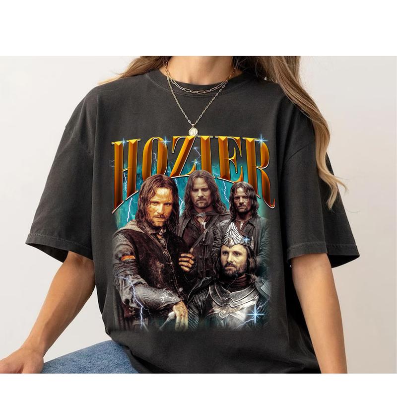 Hozier Aragorn T-shirt ,Aragorn LOTR Characters Print Long Sleeve 100% Cotton Women's Top Womenswear Forest