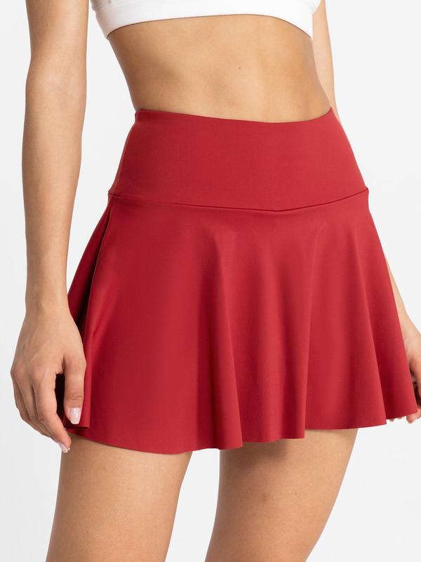 Women's 2 in 1 High Waist Pocket Pleated Skort, Casual Solid Color High Rise Skirt for Daily Wear, Ladies Summer Bottoms Downtown Girl Clothes