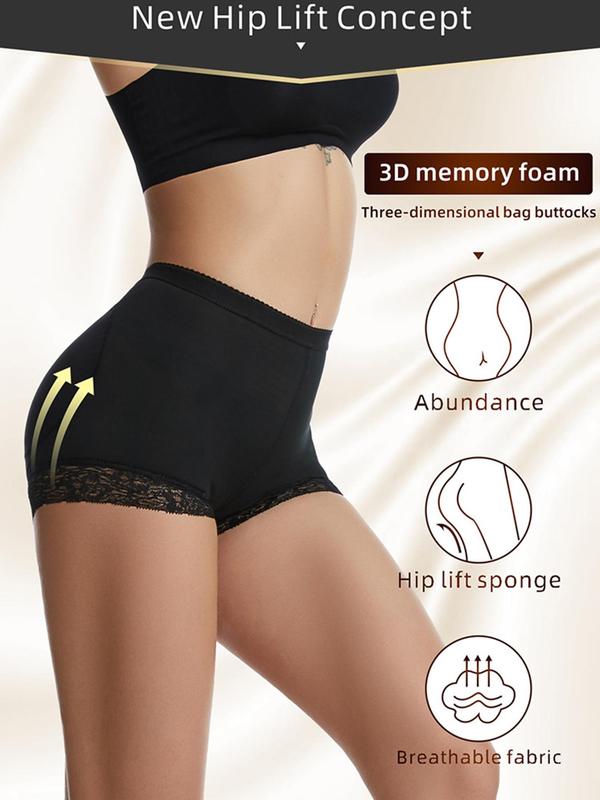 Women's Contrast Lace High Waist Padded Knicker, Breathable Comfortable High Waist Panty, Ladies Underwear for Daily Wear