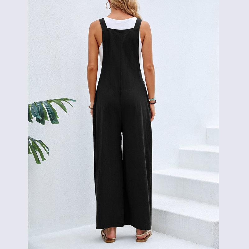 Women's Clothes Hot-Selling Solid Color Casual Suspender Trousers