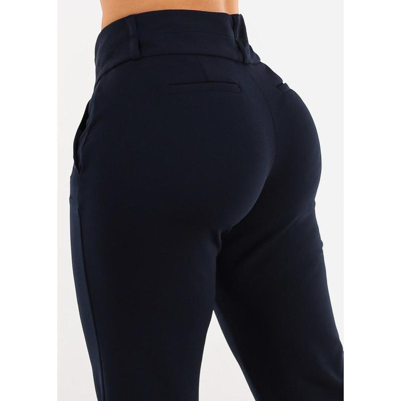 Butt Lifting High Waist Dressy Bootcut Pants Navy