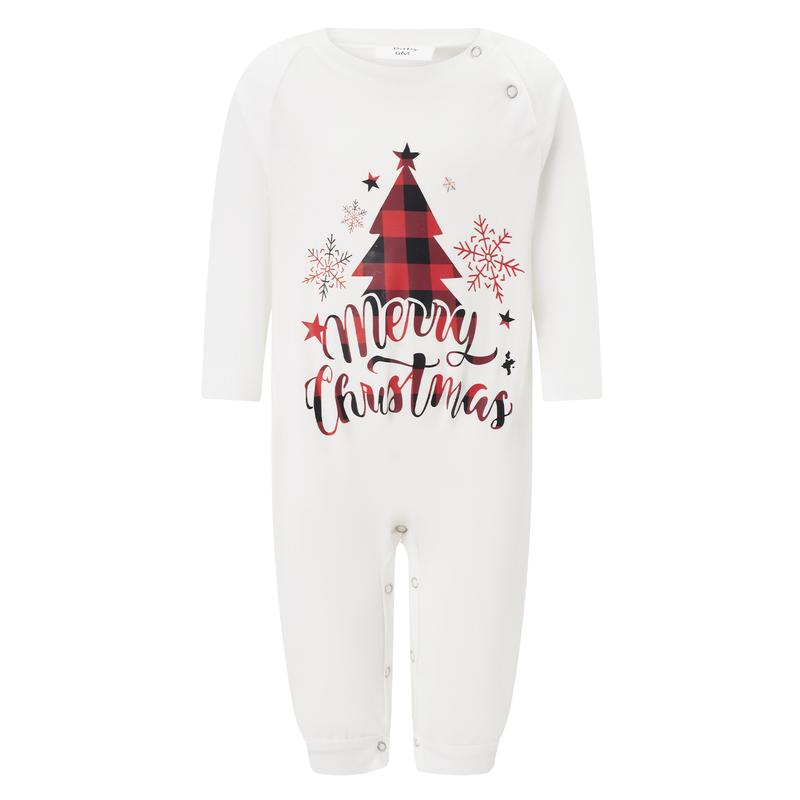 Christmas Family Matching Pajamas Sets Christmas PJ's Letter Print Top and Plaid Pants Jammies Sleepwear