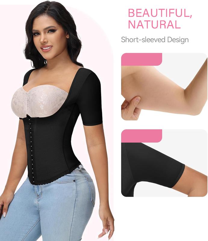 SHAPEASY Corset for Women Workout Fajas Colombianas Shapewear Tops Short Sleeves Underwear