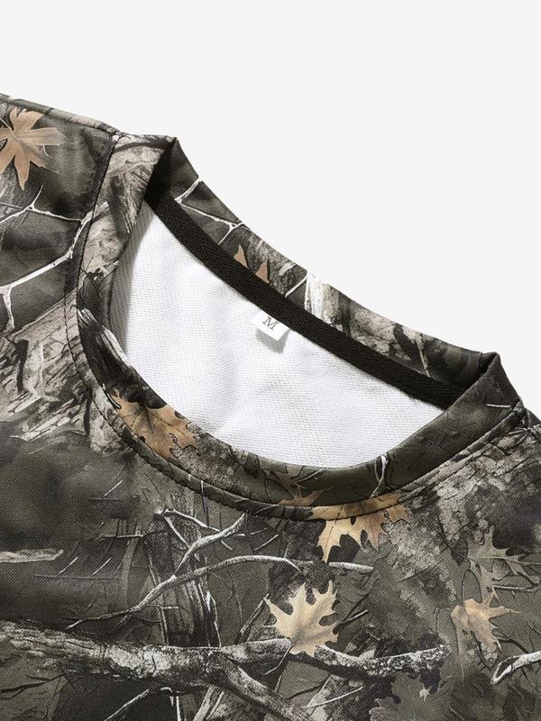 Women's Camo Print Drop ShoulderPulloverCasual  Round NeckSweatshirt forFall & Winter, Women's Clothes forDaily Wear Womenswear Hoodie Tops Longsleeves christmas 2024 ornament