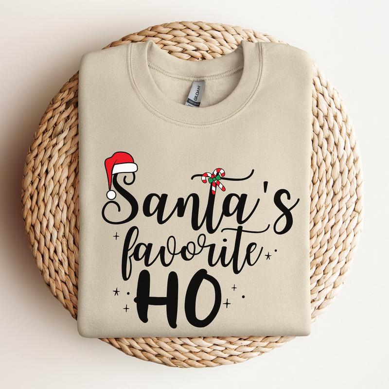 Santa's Favorite Ho Shirt Matching Christmas Pajamas For Couples Funny Christmas Couple Sweatshirt His and Hers Xmas Pjs Xmas Party Couple RJQ