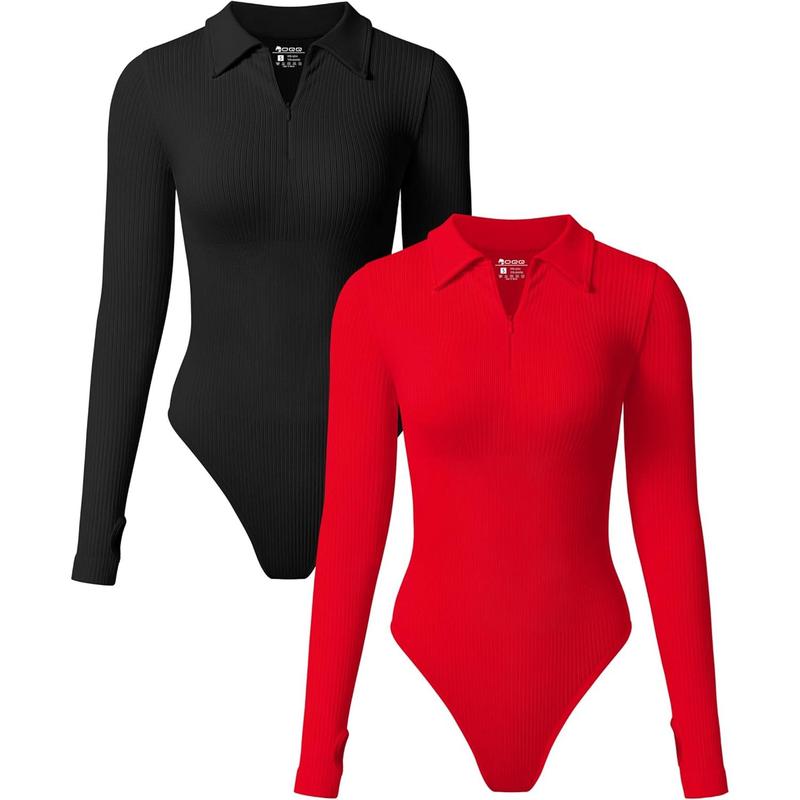 Women's 2 Piece Bodysuits Long Sleeve Zipper Polo Shirts Casual Stretch Fitted Bodysuits shaper clothes shorts bodysuit