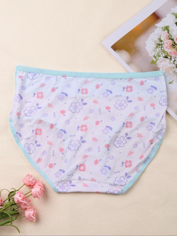 Women's Floral & Plaid Print Panty, Soft Comfy Breathable Knicker for Daily Wear, Ladies Underwear for All Seasons