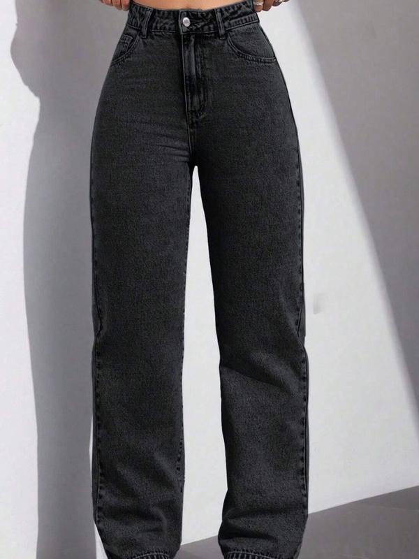 Women's Straight-Leg Jeans With Pockets pants Womenswear Bottom Streetwear Denim Trouser