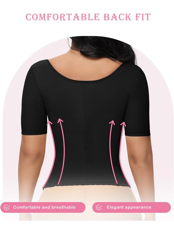 SHAPEASY Corset for Women Workout Fajas Colombianas Shapewear Tops Short Sleeves Underwear